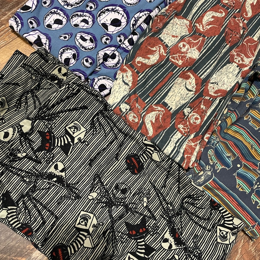 Bundle 4 gently used Lularoe Nightmare before Christmas one size leggings